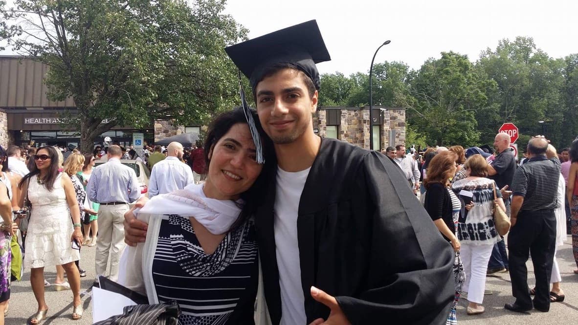 Sam Habib on graduation day with his mother